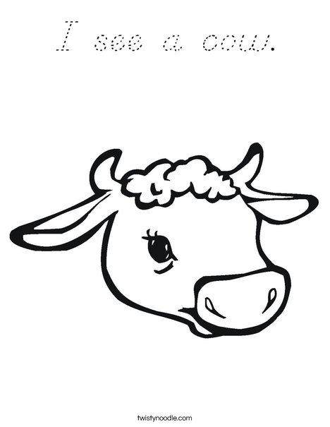 Cow Head with Horns Coloring Page