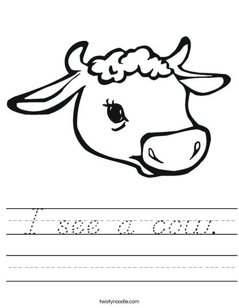 Cow Head with Horns Worksheet