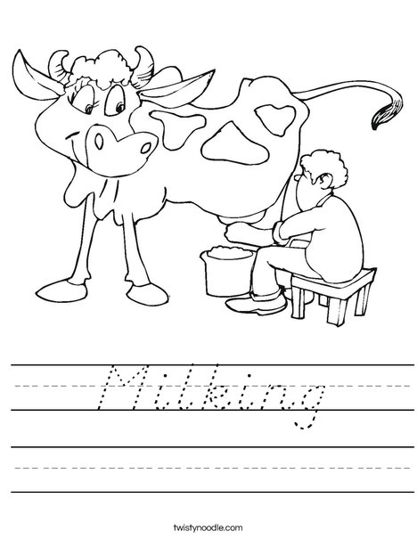 Cow being Milked Worksheet