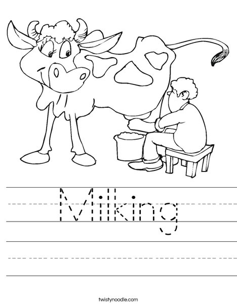 Cow being Milked Worksheet