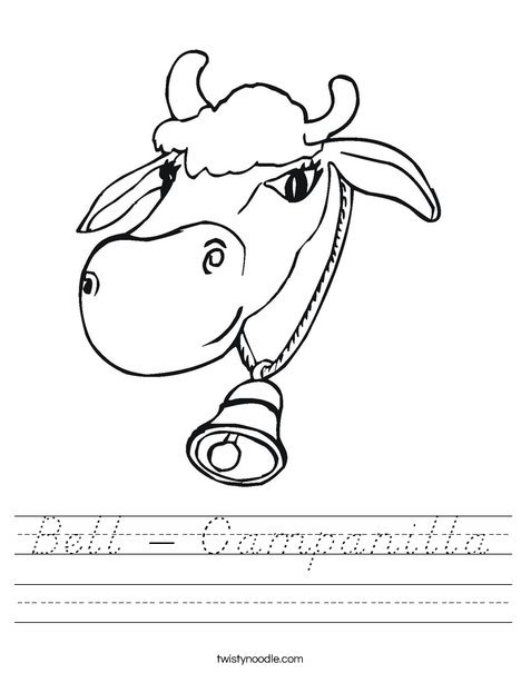 Cow with Bell Worksheet