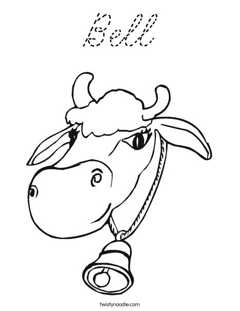 Cow with Bell Coloring Page