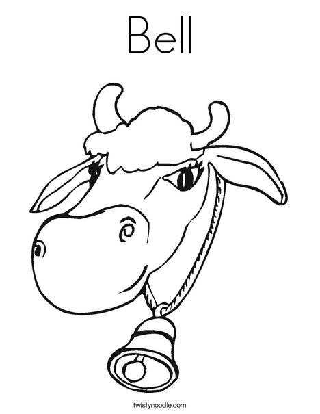 Cow with Bell Coloring Page