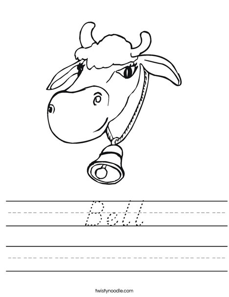 Cow with Bell Worksheet