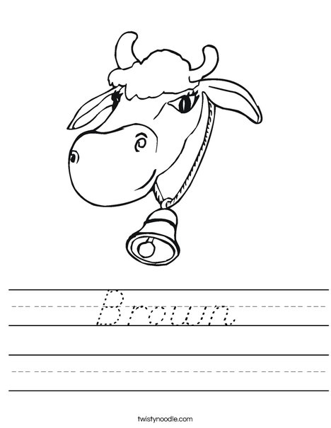 Cow with Bell Worksheet