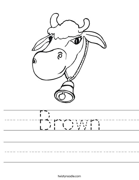 Cow with Bell Worksheet