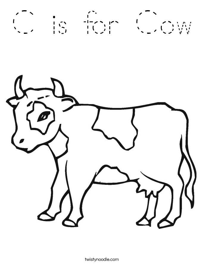 C is for Cow Coloring Page
