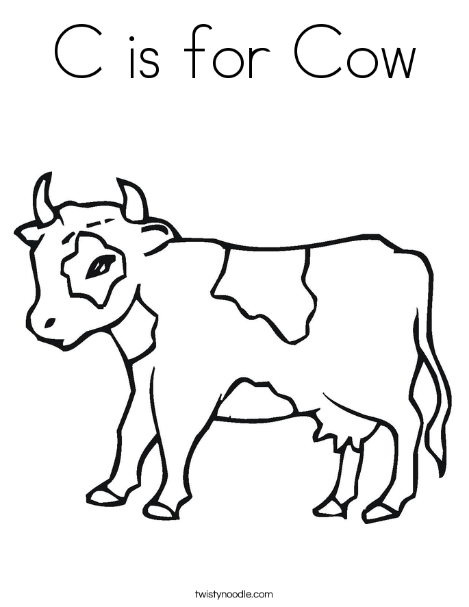 C is for Cow Coloring Page