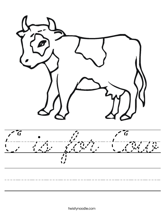 C is for Cow Worksheet
