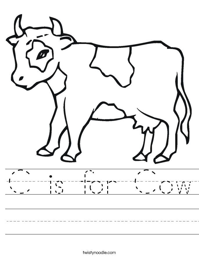C is for Cow Worksheet