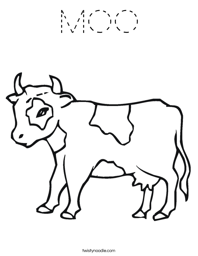 MOO Coloring Page Tracing Twisty Noodle