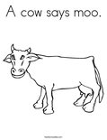 A cow says moo. Coloring Page