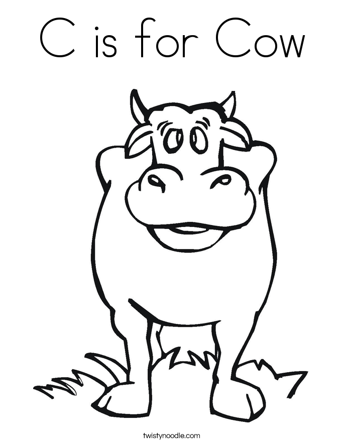 C is for Cow Coloring Page
