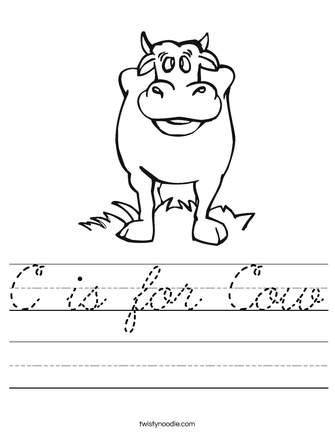 C is for Cow Worksheet