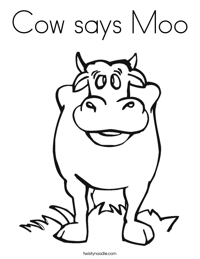 Cow says Moo Coloring Page