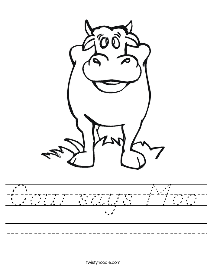 Cow says Moo Worksheet