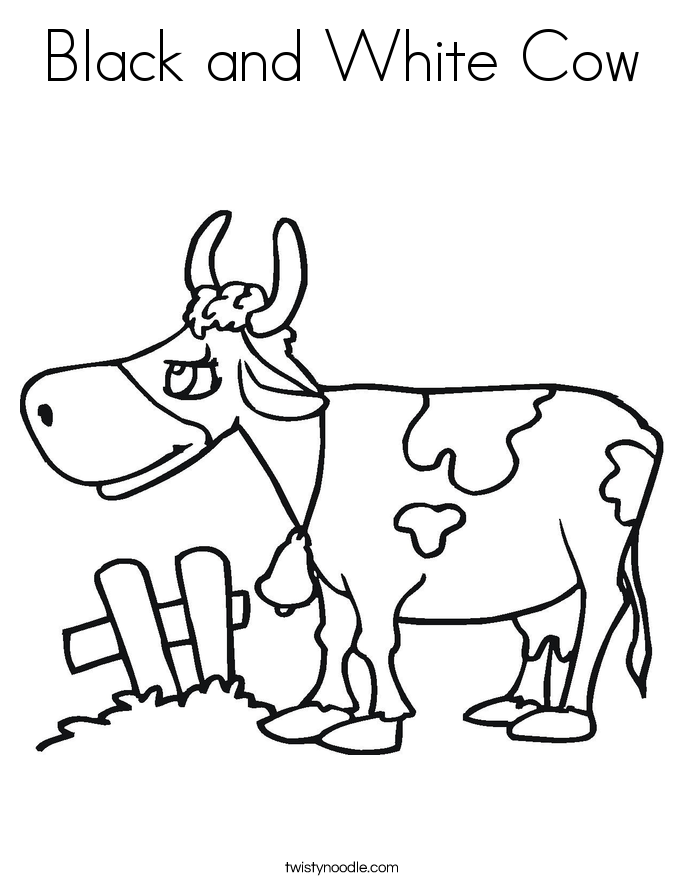 Black and White Cow Coloring Page