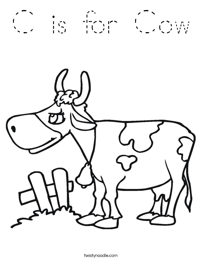 C is for Cow Coloring Page