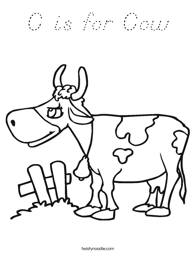 C is for Cow Coloring Page