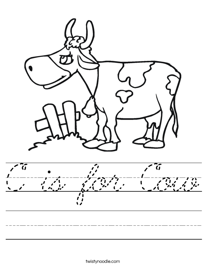 C is for Cow Worksheet