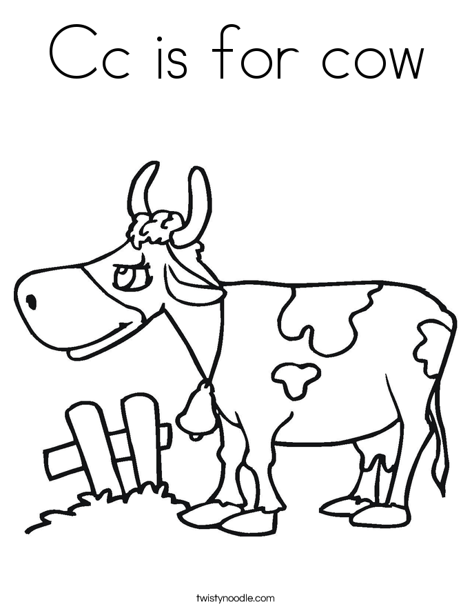 Cc is for cow Coloring Page
