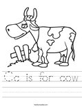 Cc is for cow Worksheet