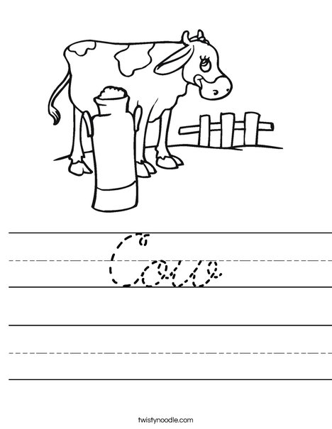 Black and White Cow Worksheet