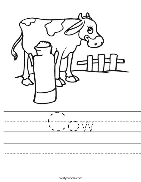 Black and White Cow Worksheet