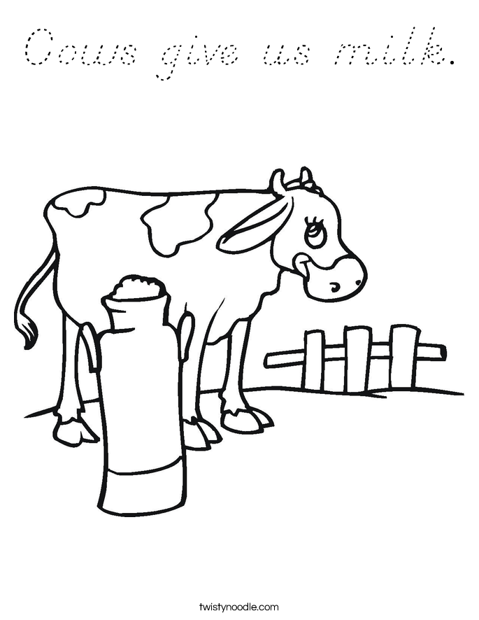 Cows give us milk. Coloring Page