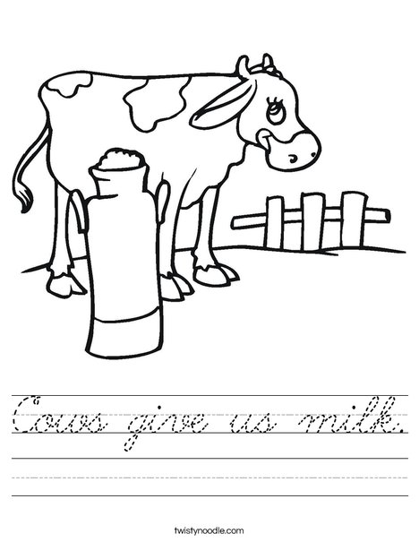Black and White Cow Worksheet