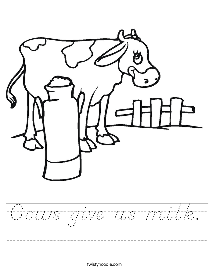 Cows give us milk. Worksheet