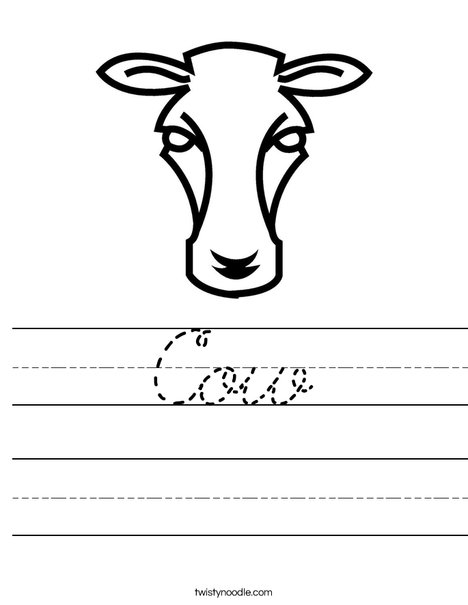 Cow Head Worksheet