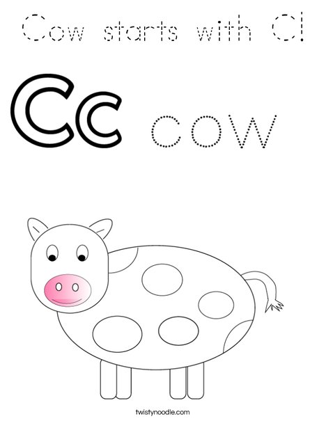 Cow starts with C! Coloring Page
