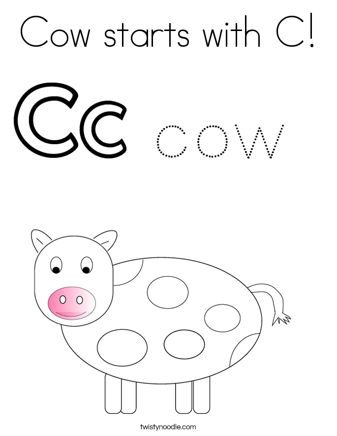 Cow starts with C! Coloring Page