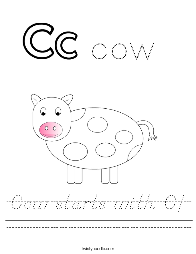 Cow starts with C! Worksheet