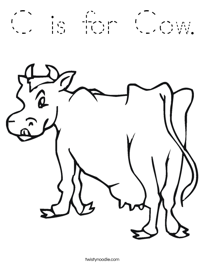 C is for Cow. Coloring Page