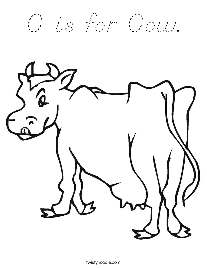 C is for Cow. Coloring Page