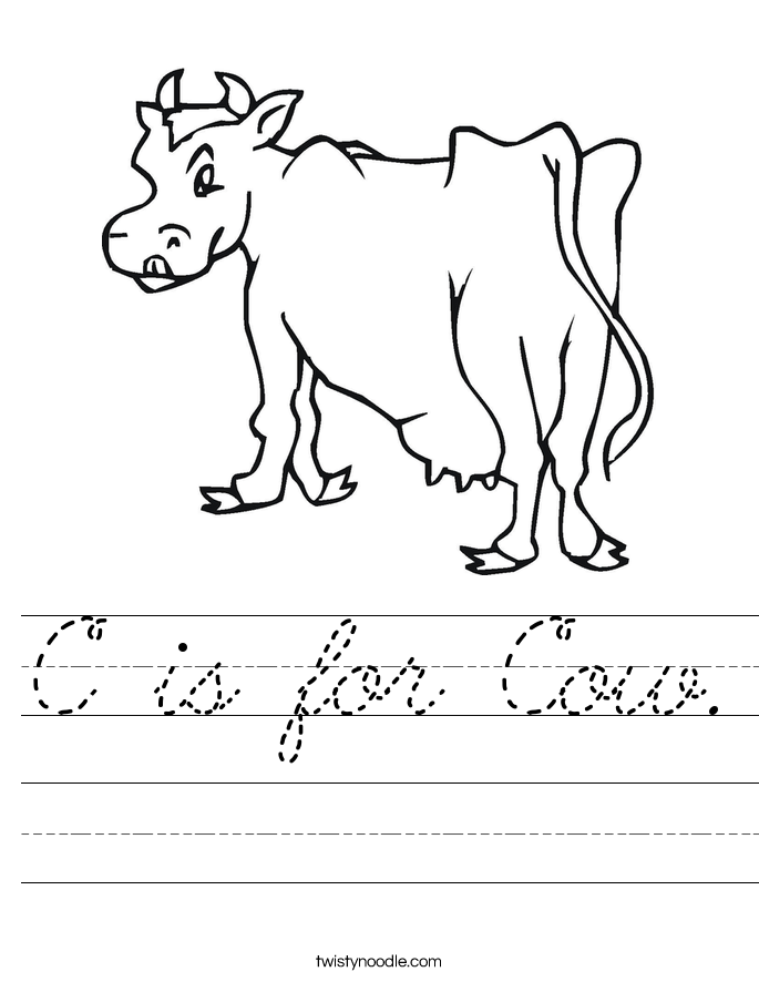 C is for Cow. Worksheet