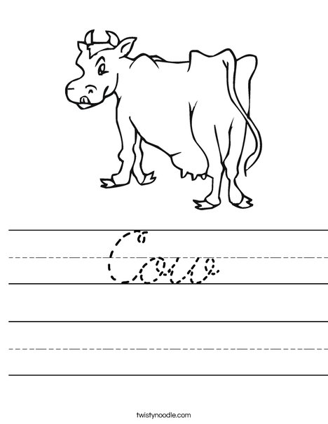 C is for Cow Worksheet