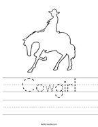 Cowgirl Handwriting Sheet