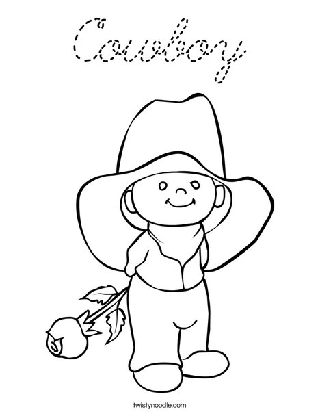 Cowboy with Rose Coloring Page