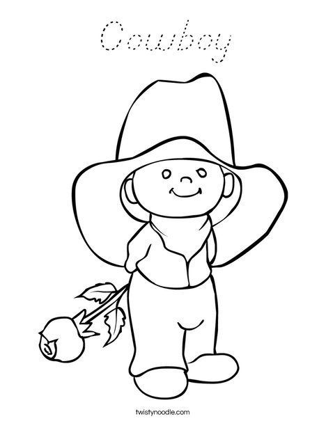 Cowboy with Rose Coloring Page
