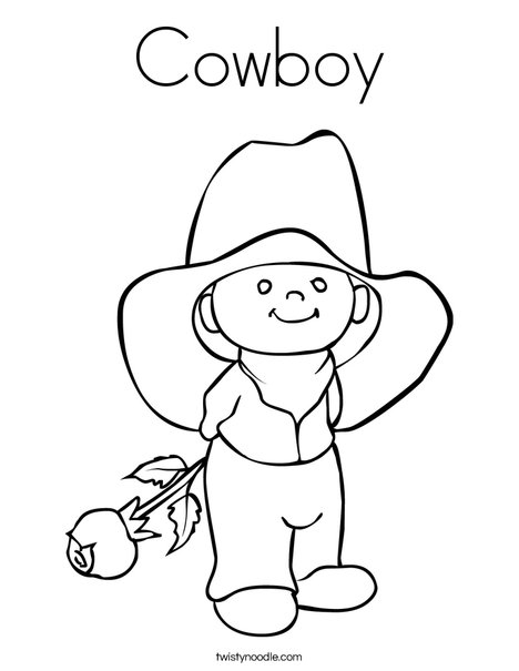 Cowboy with Rose Coloring Page
