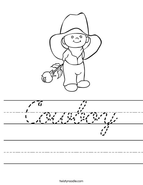 Cowboy with Rose Worksheet