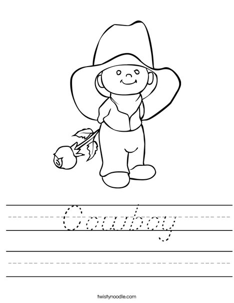 Cowboy with Rose Worksheet