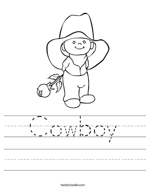 Cowboy with Rose Worksheet