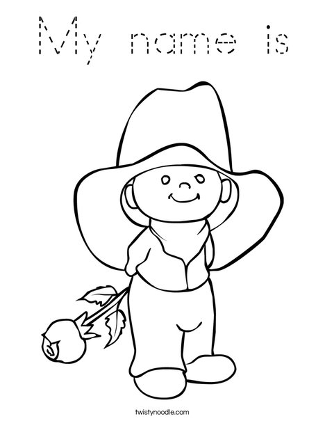 Cowboy with Rose Coloring Page