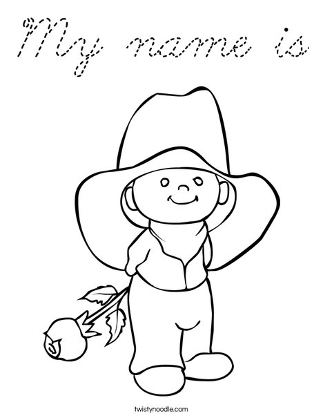 Cowboy with Rose Coloring Page
