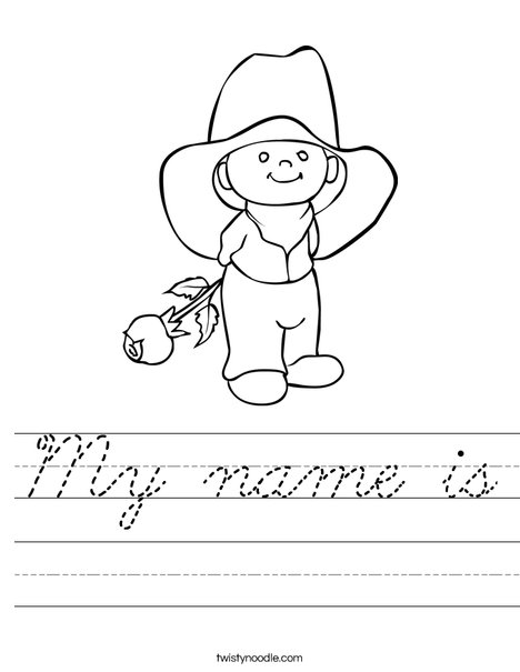 Cowboy with Rose Worksheet