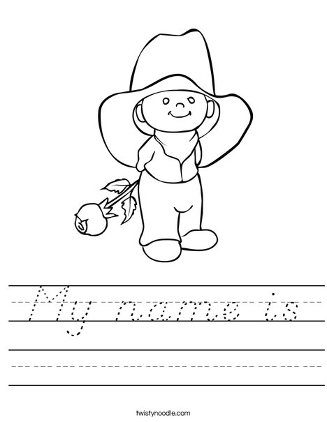 Cowboy with Rose Worksheet